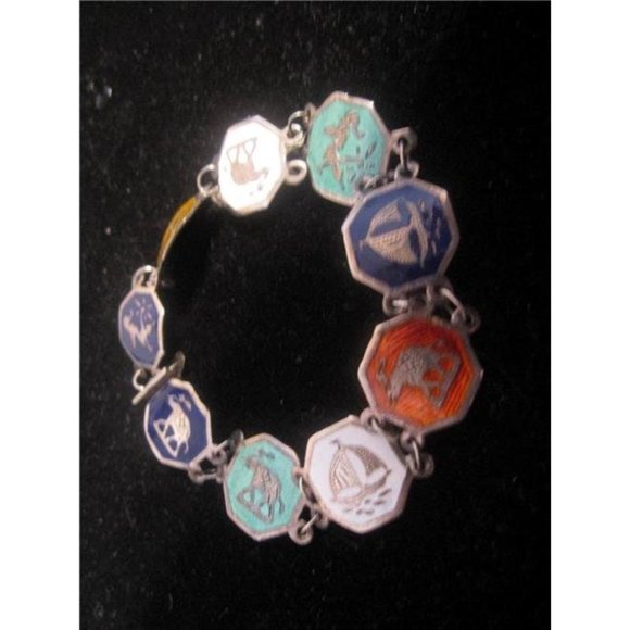 Art Deco era, RARE, Siam sterling & multicolored enamel, niello, link bracelet - Picture 10 of 10